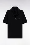 Straight-fit sleeveless black polo collar jumper