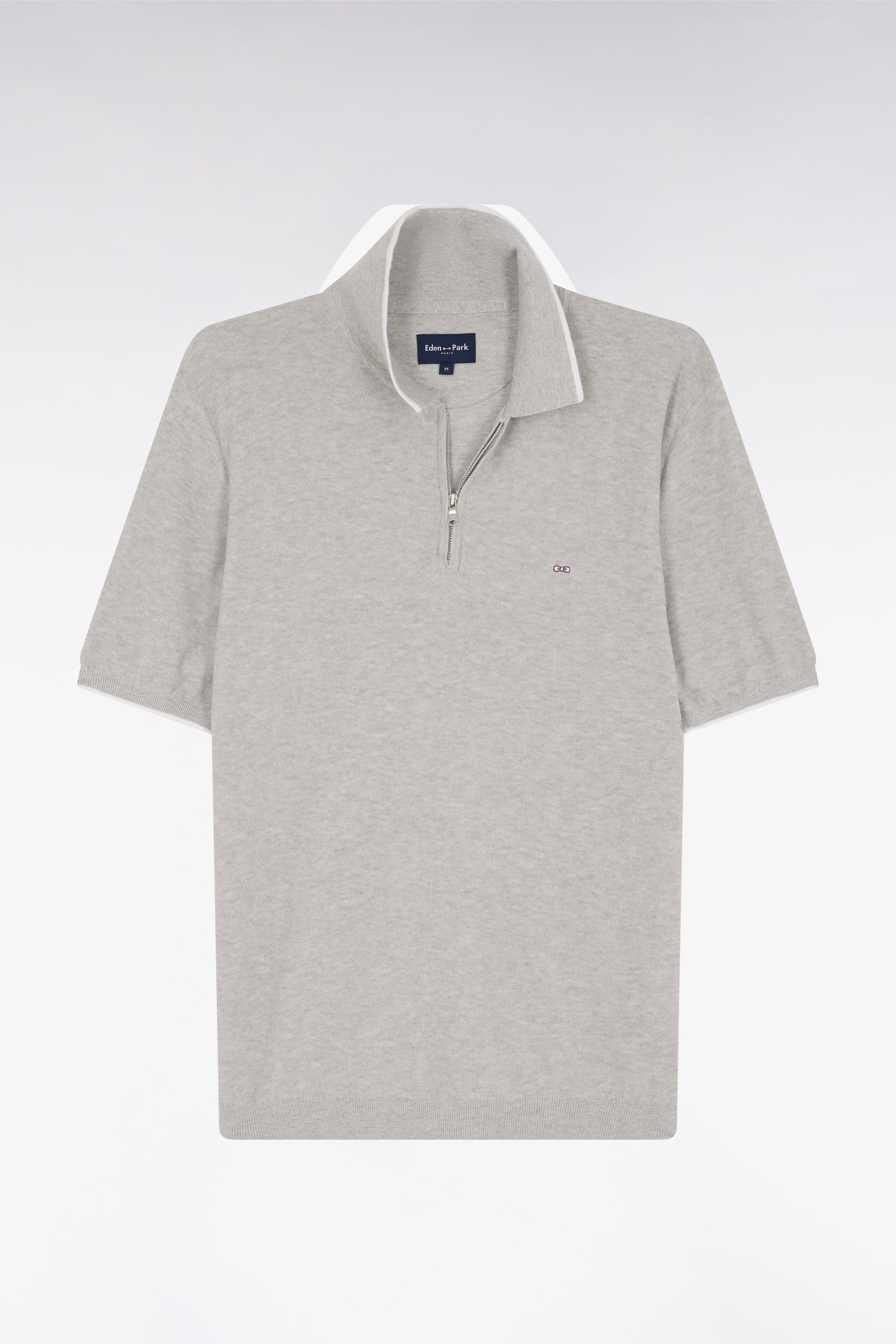 Pullover Polokragen aus Baumwolle biologique und cachemire grau gerade Passform