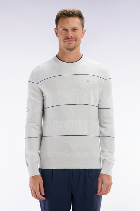 Round-neck grey cotton jumper - Image 1
