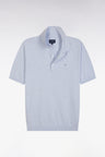 Straight-fit light grey cotton-silk-blend polo neck jumper