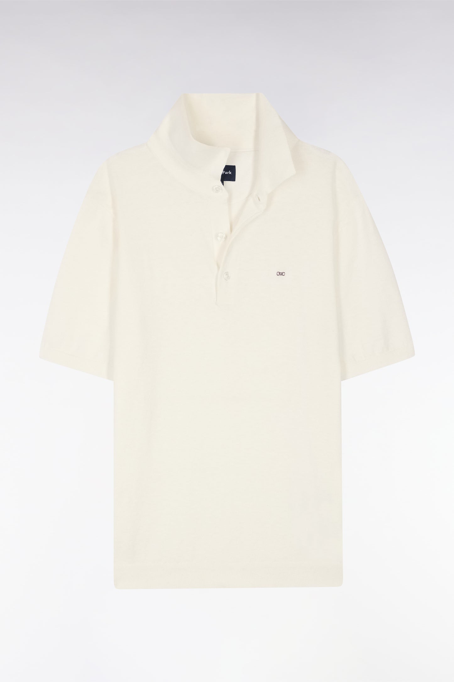 Straight-fit ecru cotton-silk-blend polo neck jumper