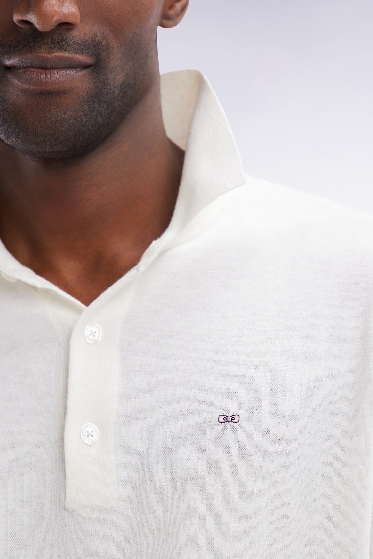 Straight-fit ecru cotton-silk-blend polo neck jumper
