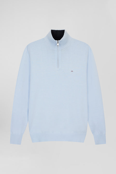 Pull col camionneur en coton ciel coupe droite - Image 2