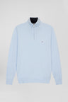 Pull col camionneur en coton ciel coupe droite