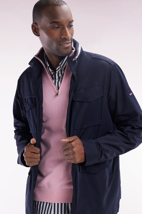 Pull col camionneur en coton rose coupe droite - Image 3