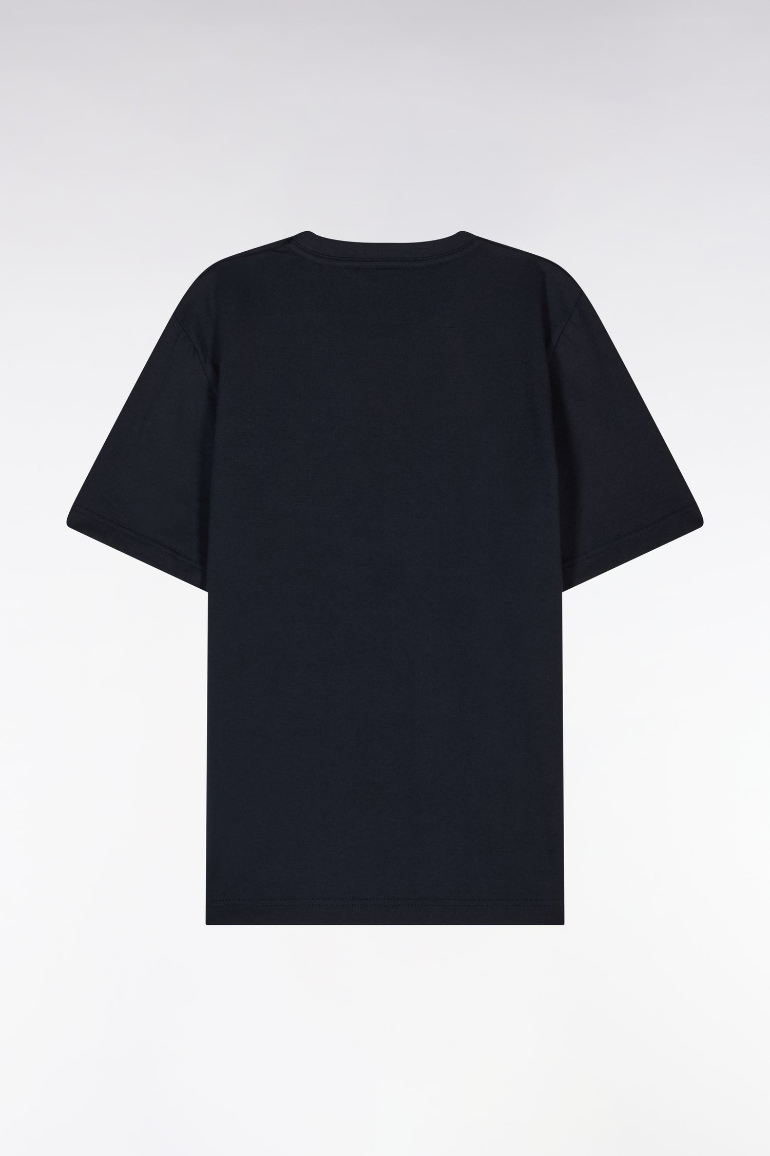 Pullover Rundhalsausschnitt kurzärmelig aus Baumwolle biologique und cachemire Marineblau gerade Passform