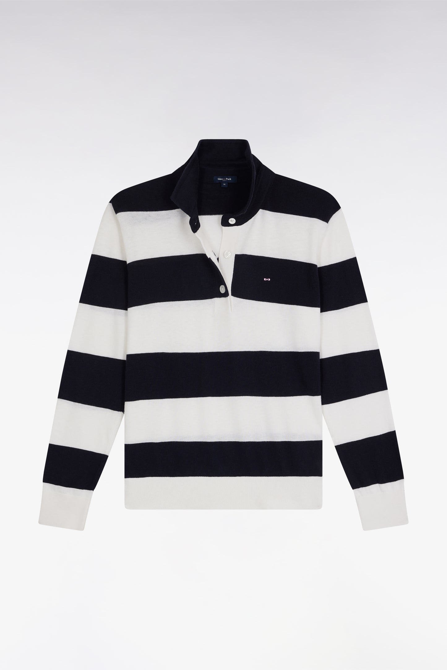 Pull cerclé à col maillot en coton biologique et cachemire marine coupe décontractée