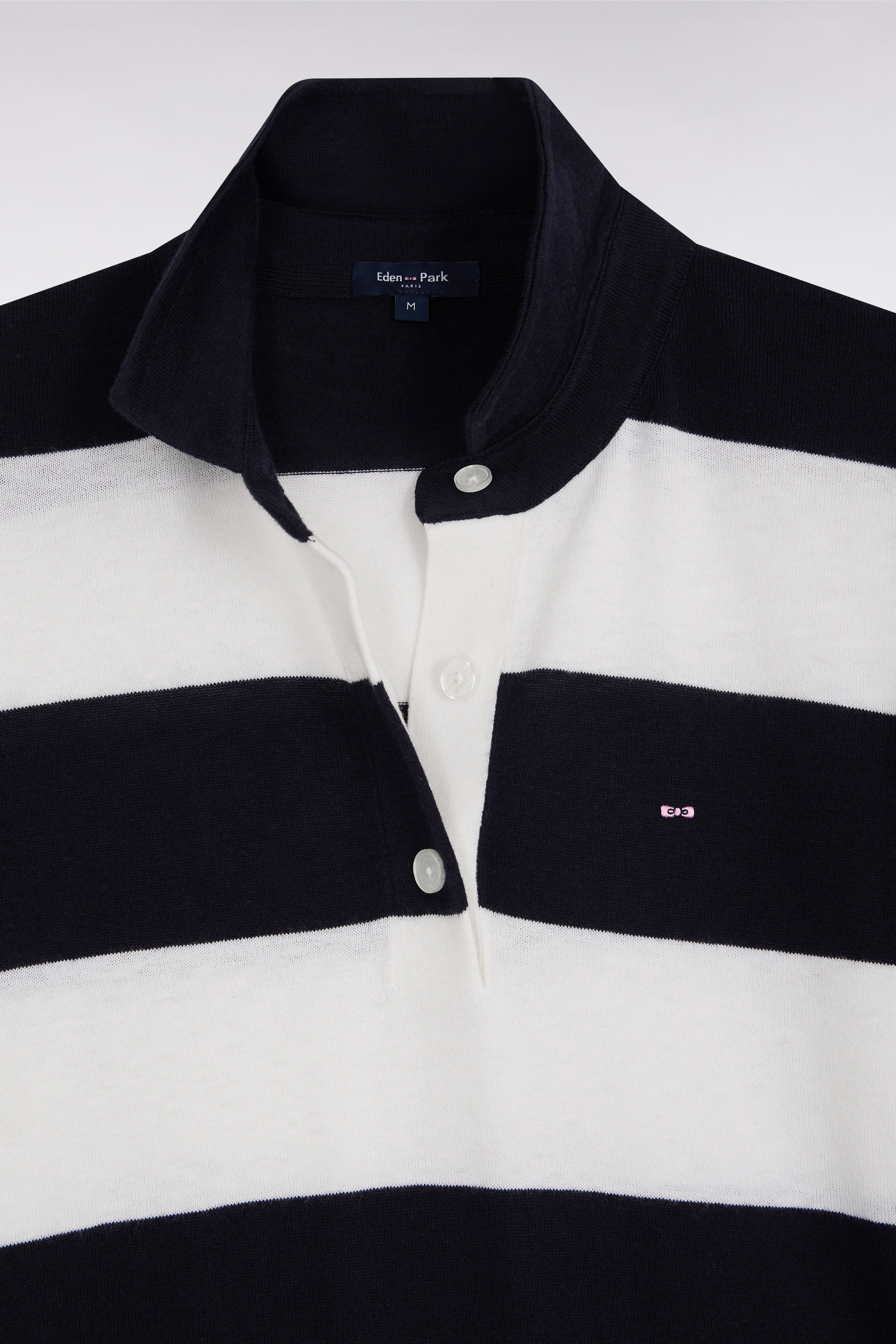 Pull cerclé à col maillot en coton biologique et cachemire marine coupe décontractée