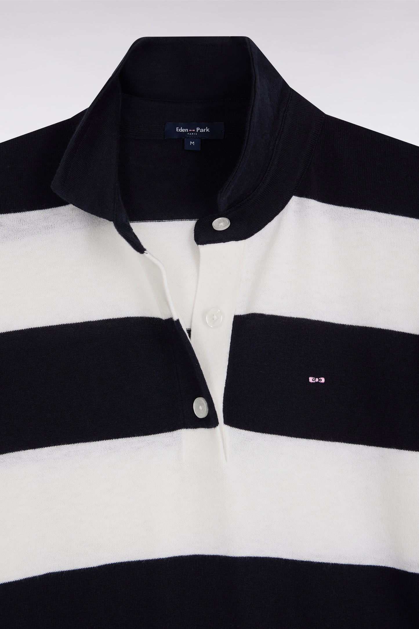 Pull cerclé à col maillot en coton biologique et cachemire marine coupe décontractée