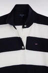 Pull cerclé à col maillot en coton biologique et cachemire marine coupe décontractée