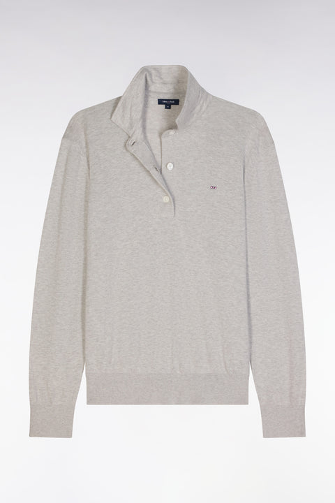 Pull à col maillot en coton biologique et cachemire gris coupe décontractée - Image 2
