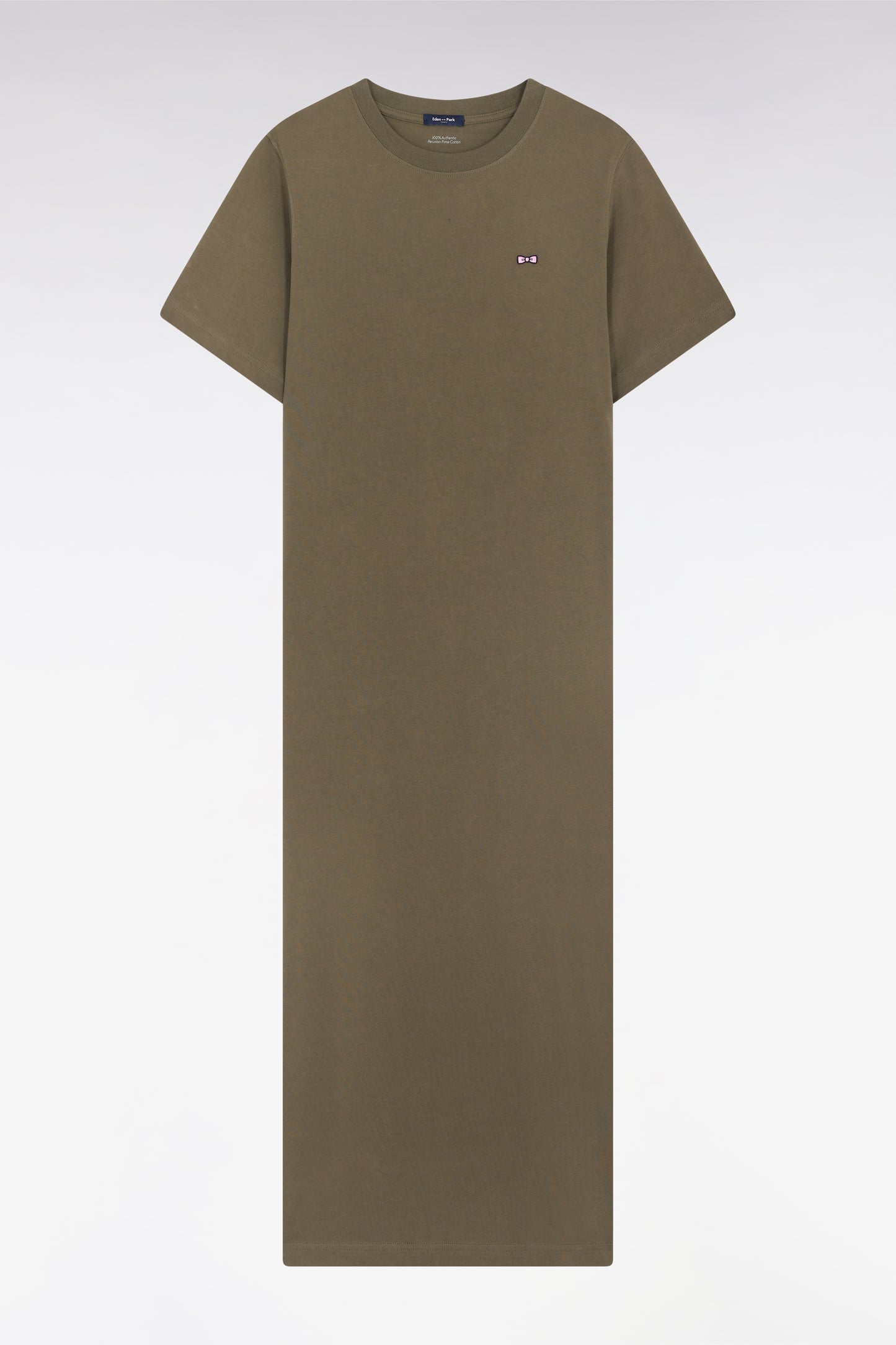 Robe T-shirt en coton Pima kaki coupe droite