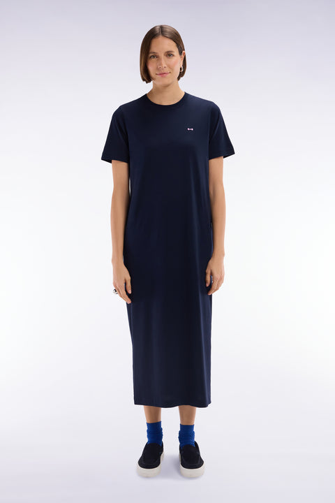 Robe T-shirt en coton Pima marine coupe droite - Image 3