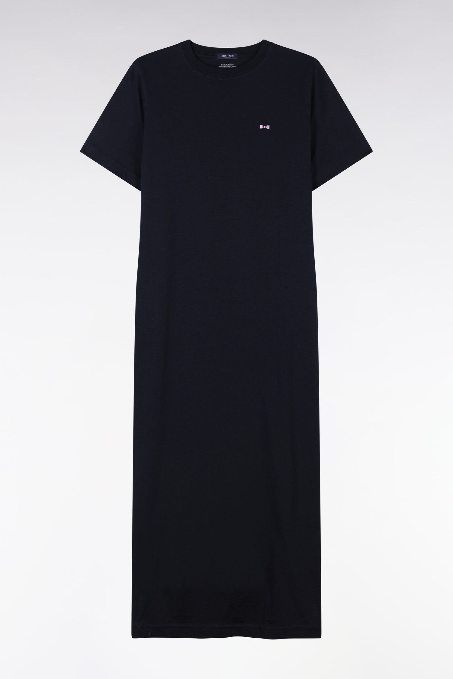 Robe T-shirt en coton Pima marine coupe droite