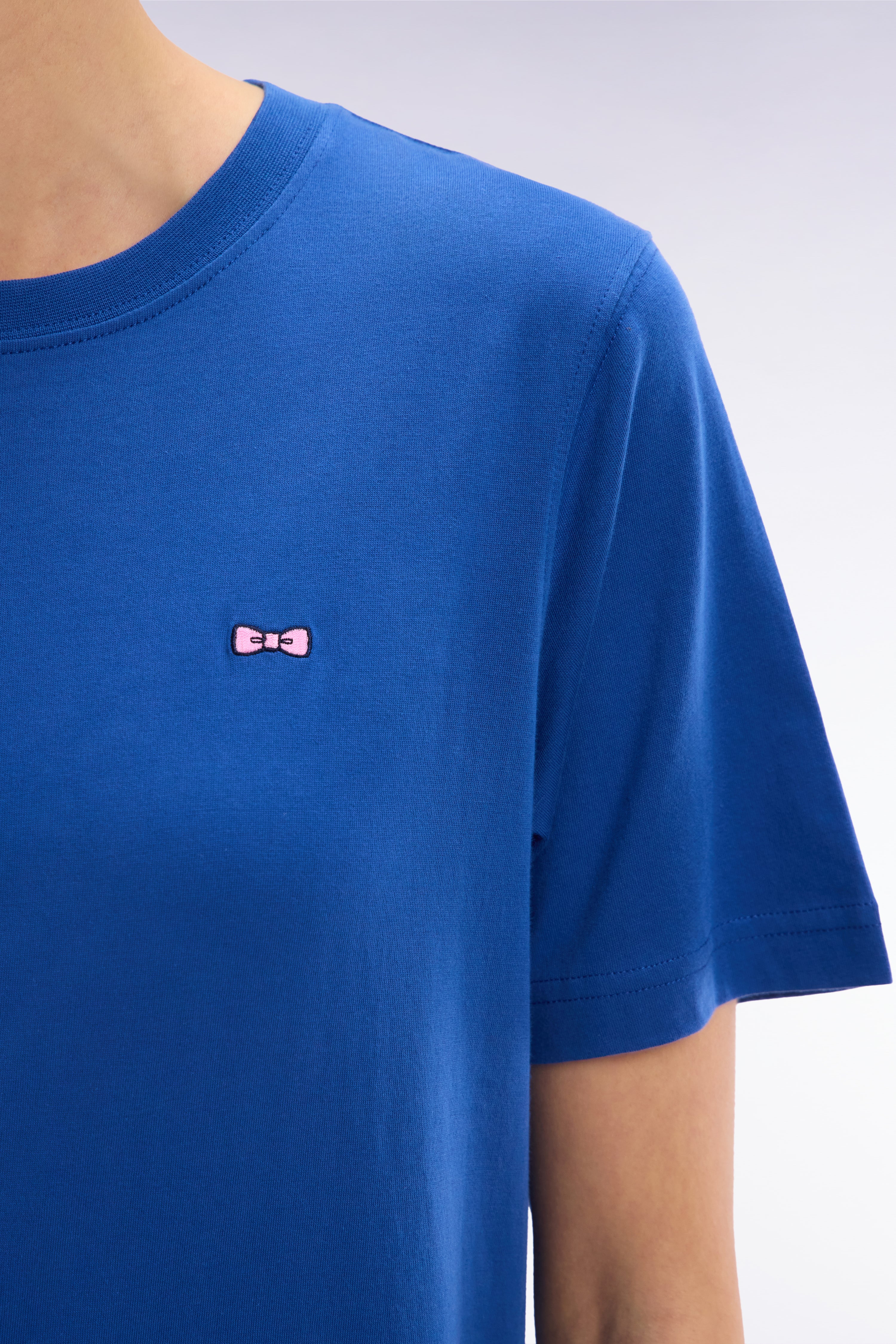 Robe T-shirt en coton Pima bleu coupe droite