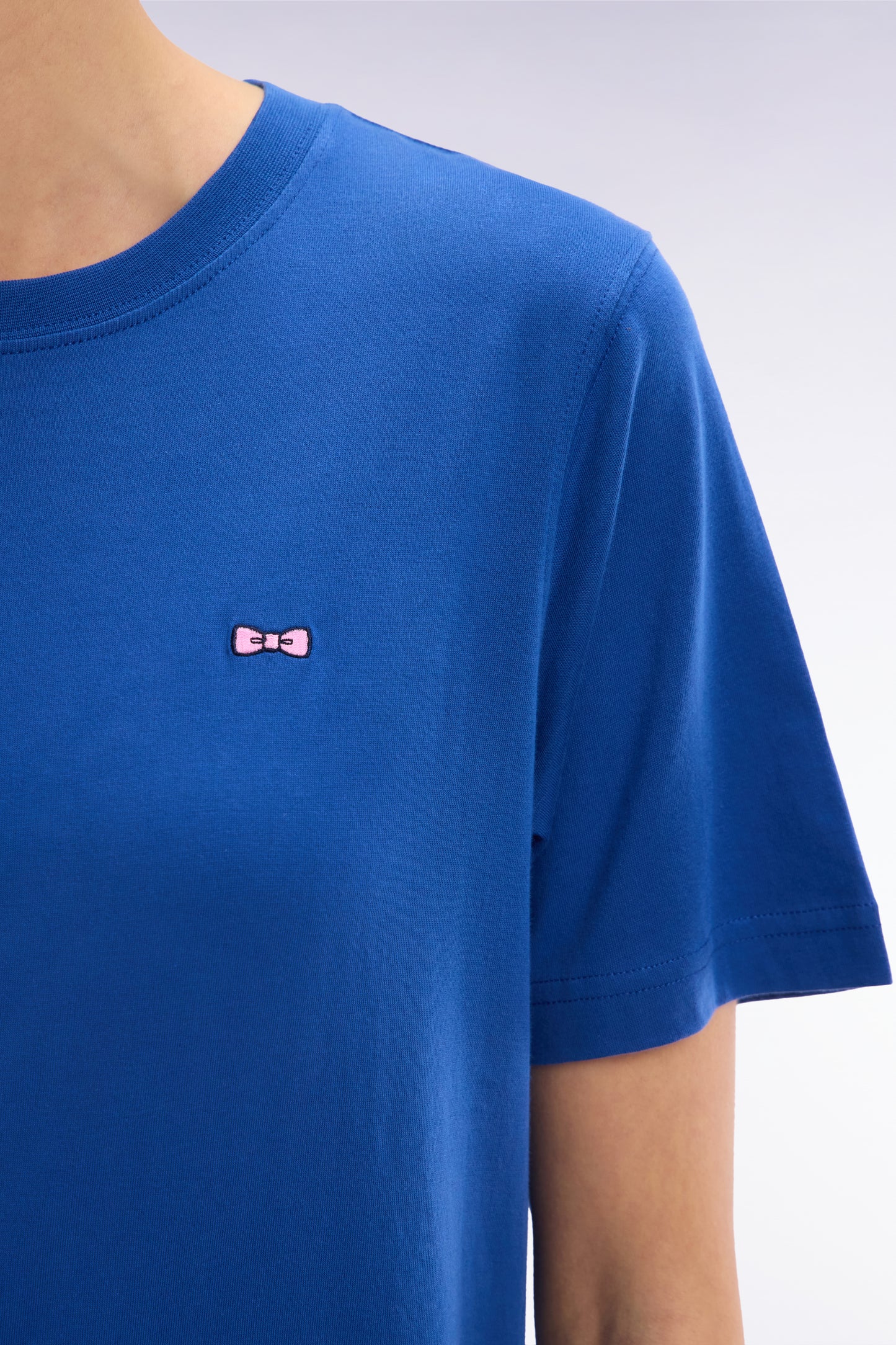 Robe T-shirt en coton Pima bleu coupe droite