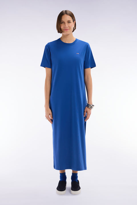 Robe T-shirt en coton Pima bleu coupe droite - Image 3