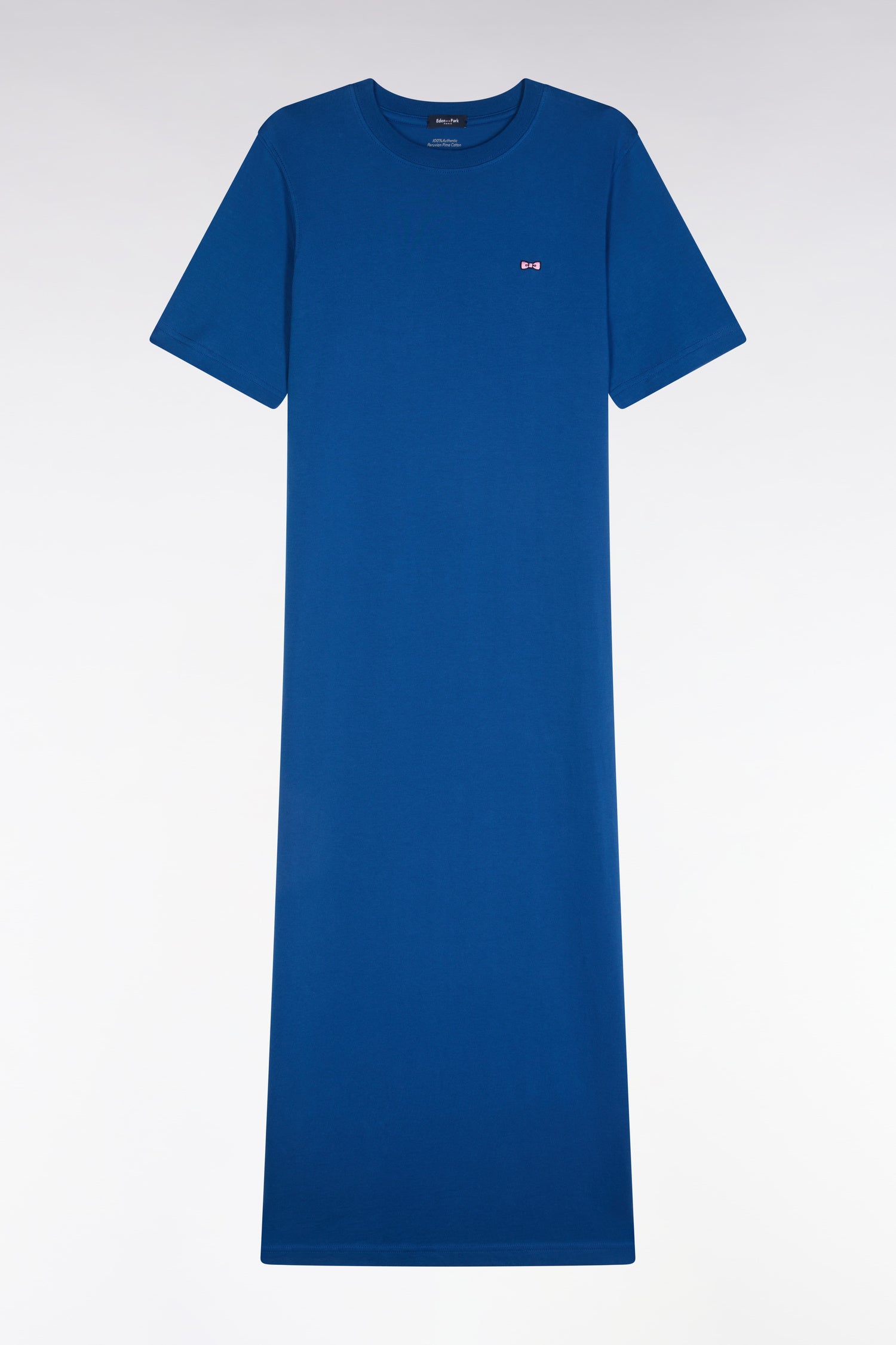 Robe T-shirt en coton Pima bleu coupe droite