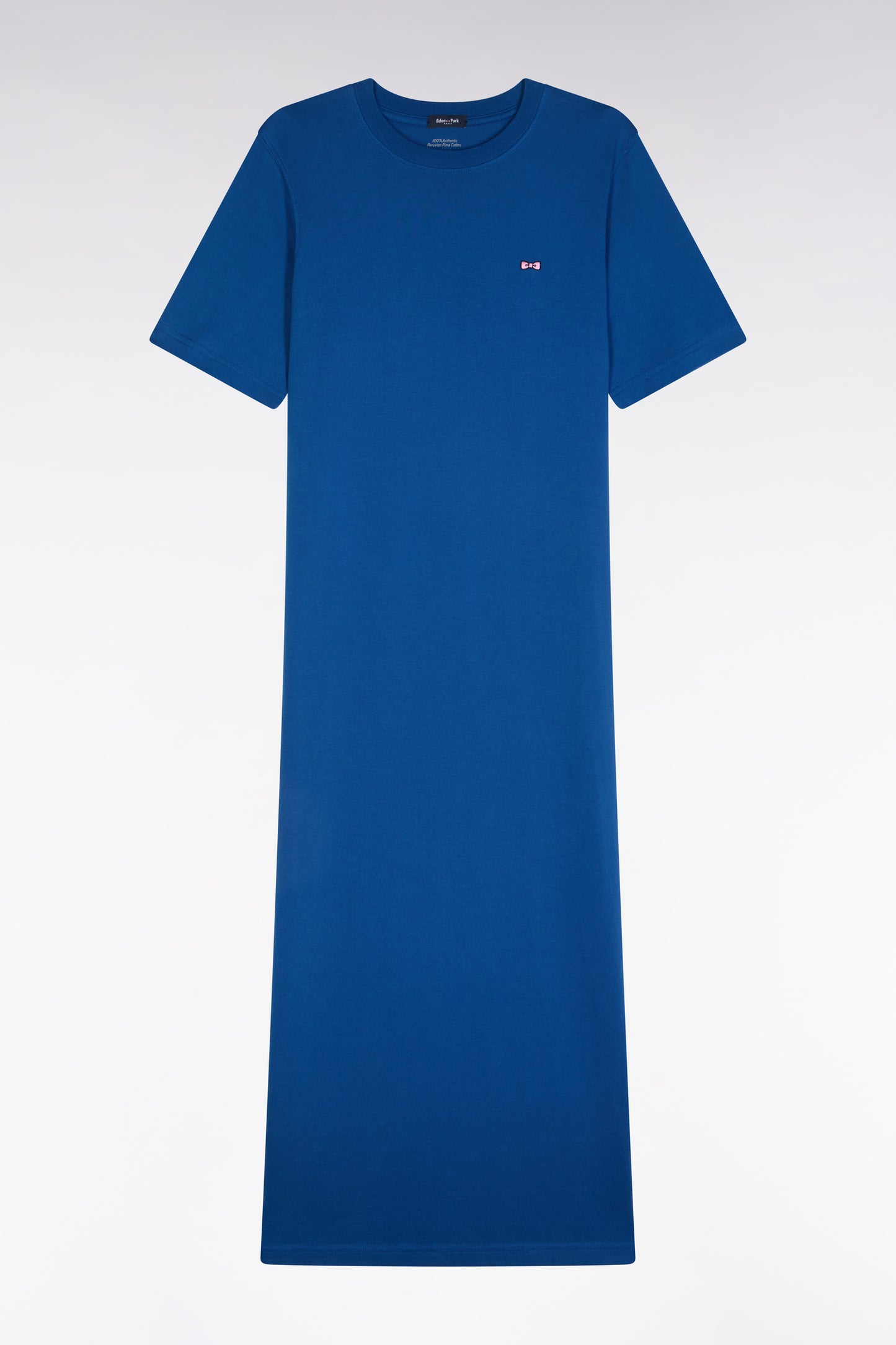 Robe T-shirt en coton Pima bleu coupe droite