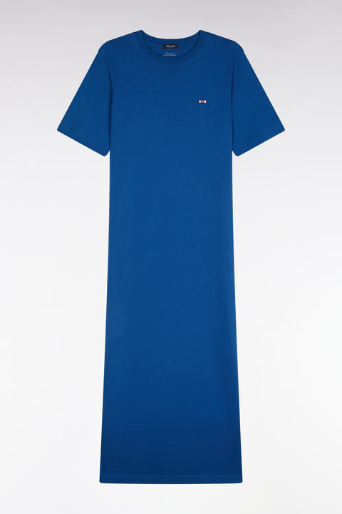 Robe T-shirt en coton Pima bleu coupe droite - Image 2