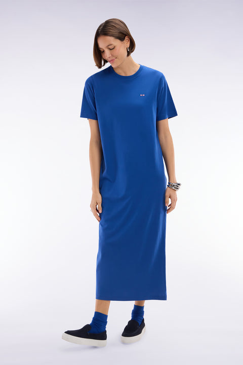 Robe T-shirt en coton Pima bleu coupe droite - Image 1