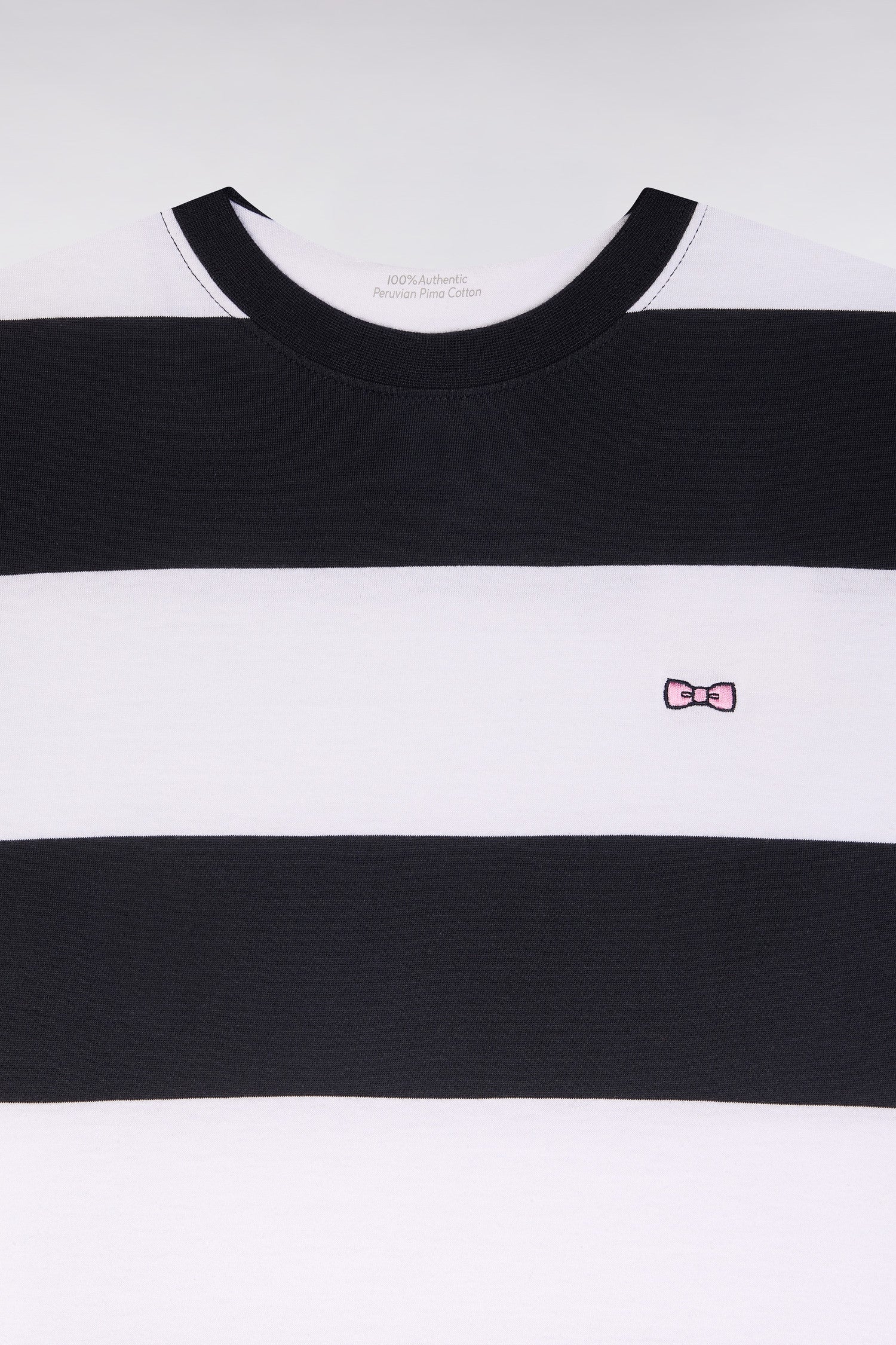 Robe T-shirt cerclé en coton Pima marine et blanc coupe droite