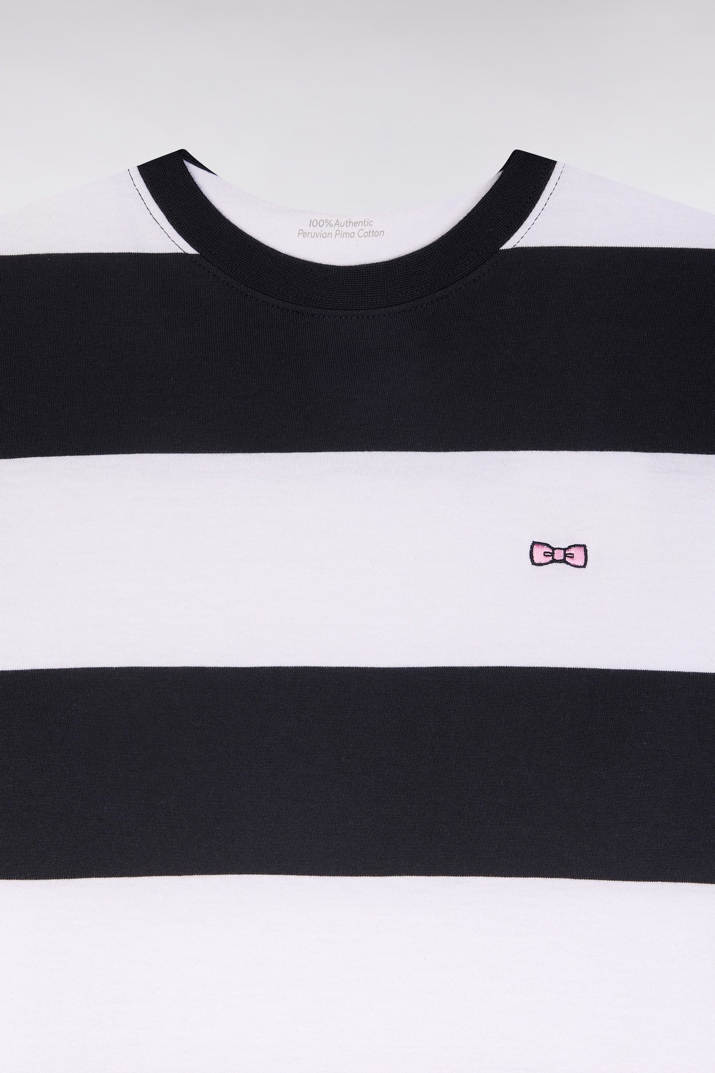 Robe T-shirt cerclé en coton Pima marine et blanc coupe droite
