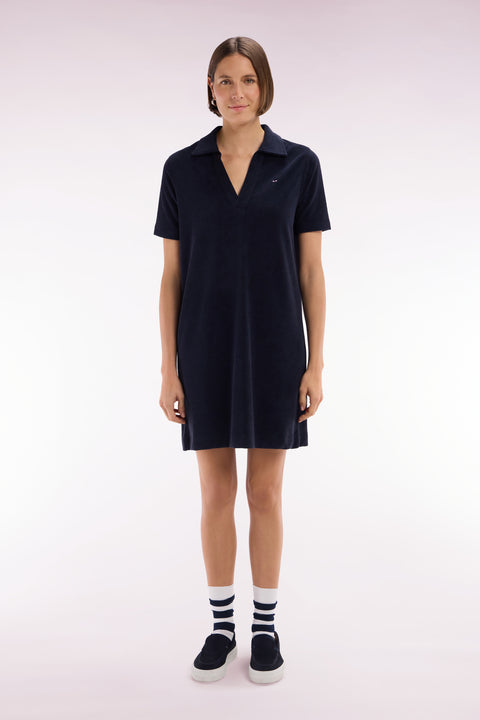 Robe maillot cerclée en coton ciel et blanc coupe décontractée - Image 3