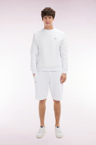 Straight-fit white cotton fleece shorts