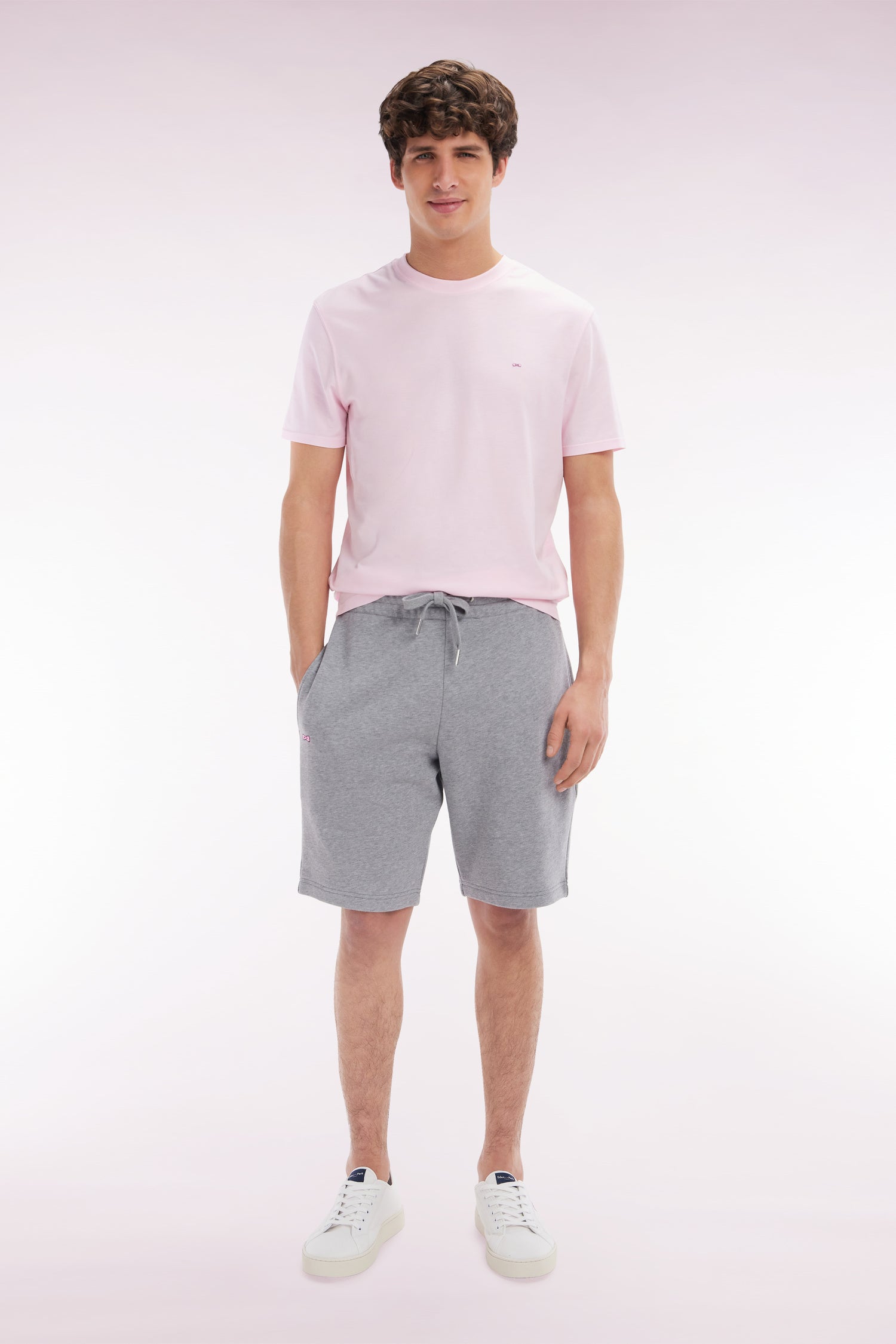 Short en molleton coton gris coupe droite