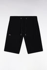 Straight-fit black cotton fleece shorts