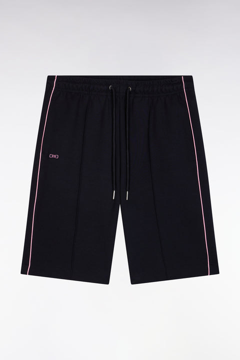 Short de jogging en coton interlock marine coupe droite - Image 2