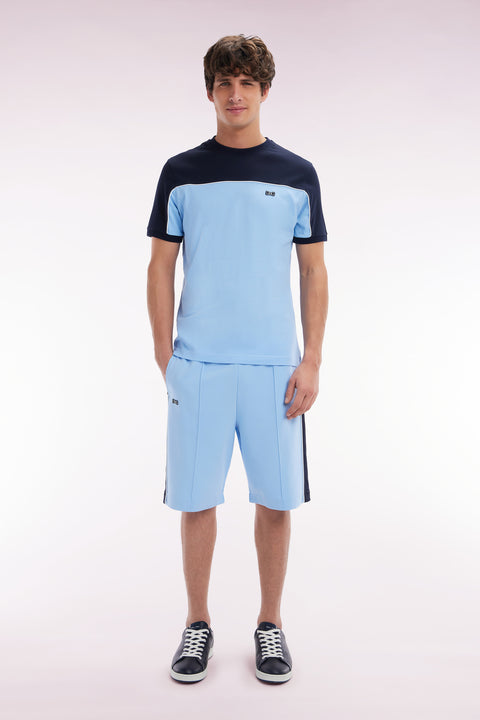 Short de jogging en coton interlock ciel coupe droite - Image 1