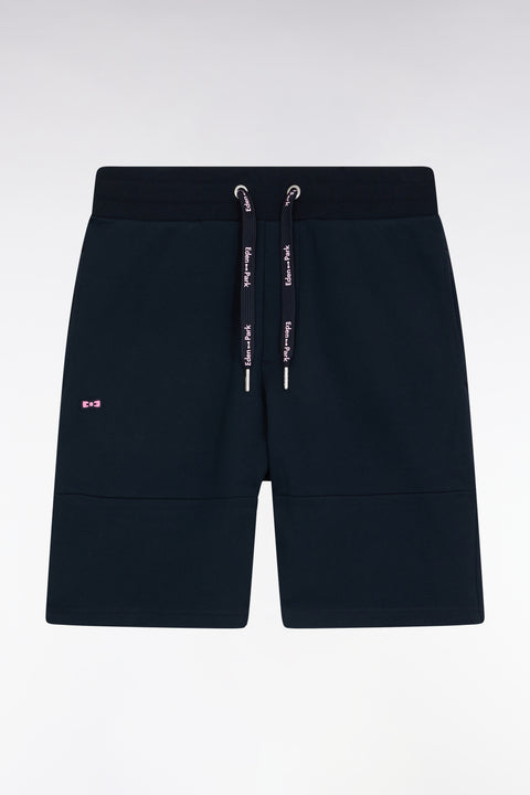 Short en molleton coton marine détails roses coupe décontractée - Image 1