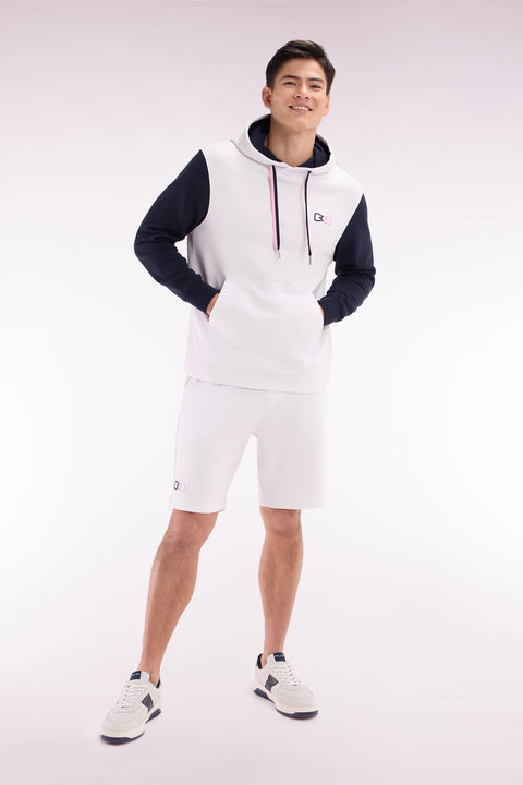 Short de jogging en molleton coton blanc coupe décontractée - Image 3