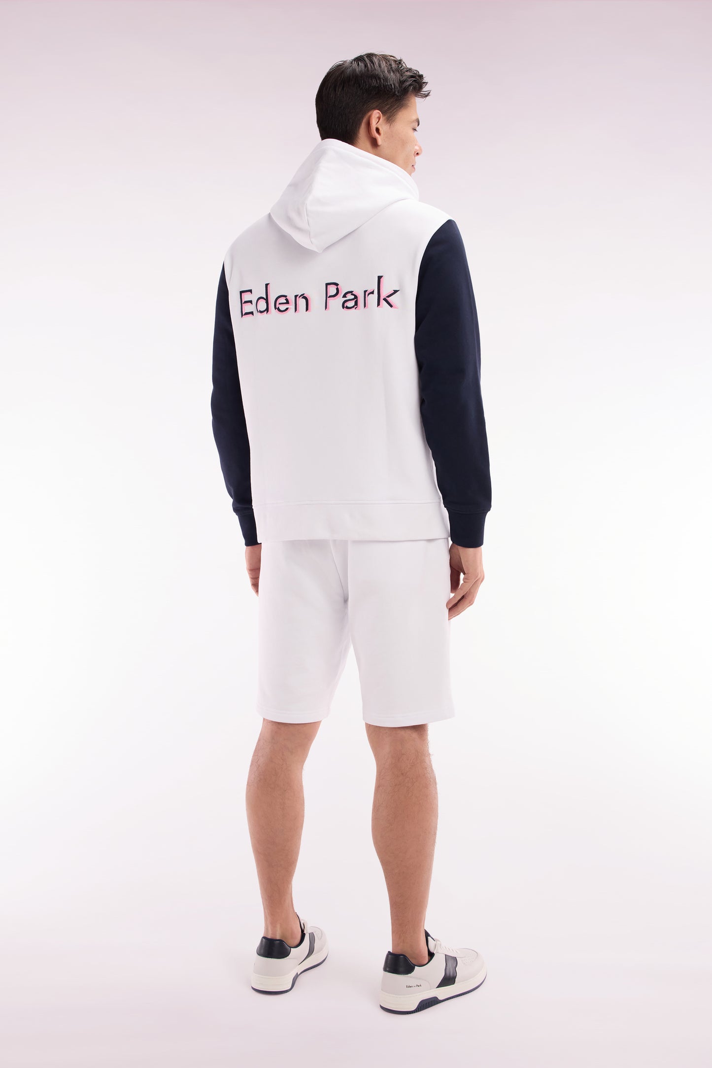 Relaxed-fit white cotton fleece jogger shorts