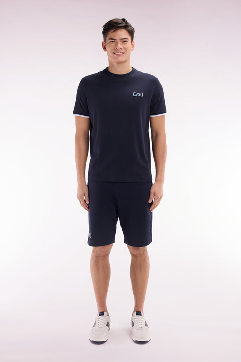 Short de jogging en molleton coton marine coupe décontractée - Image 1