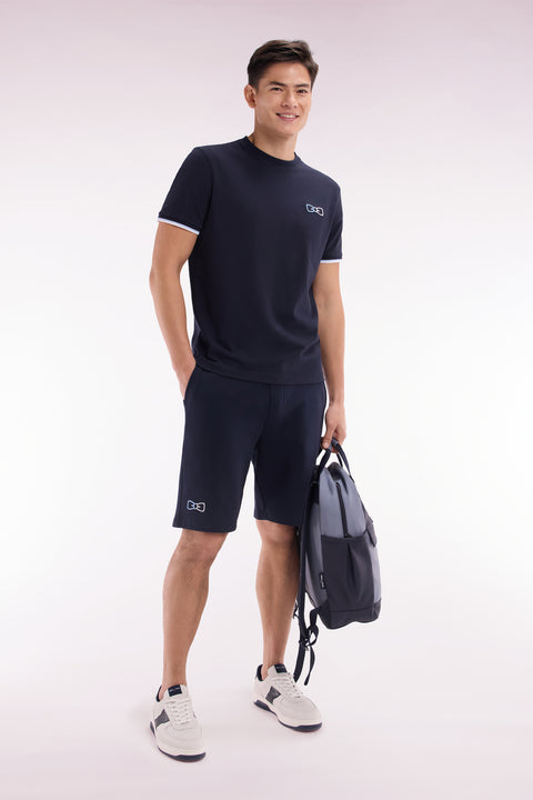 Short de jogging en molleton coton marine coupe décontractée - Image 3