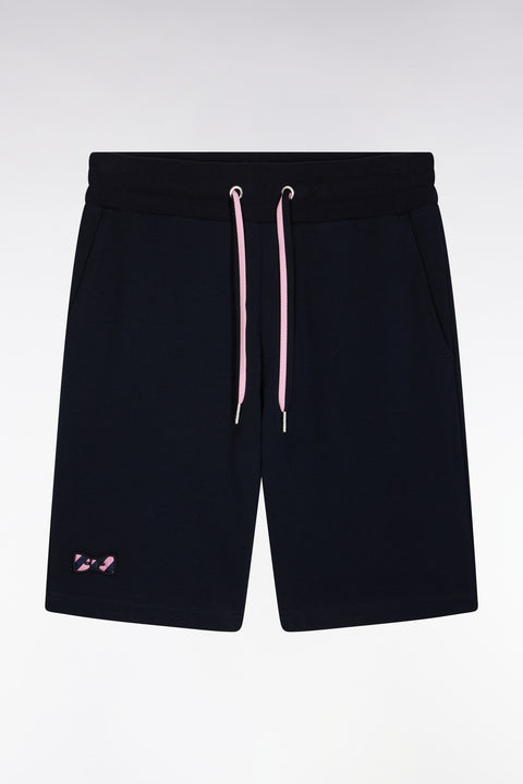 Short en molleton coton marine nœud papillon cerclé coupe décontractée - Image 2