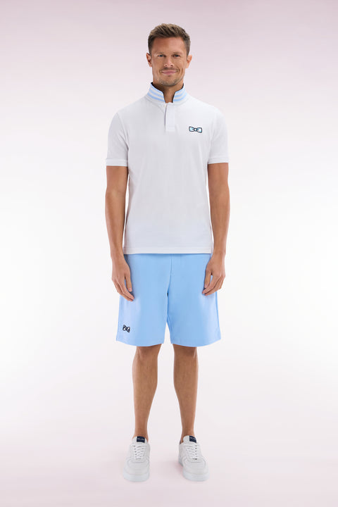 Short en molleton coton ciel nœud papillon cerclé coupe décontractée - Image 1