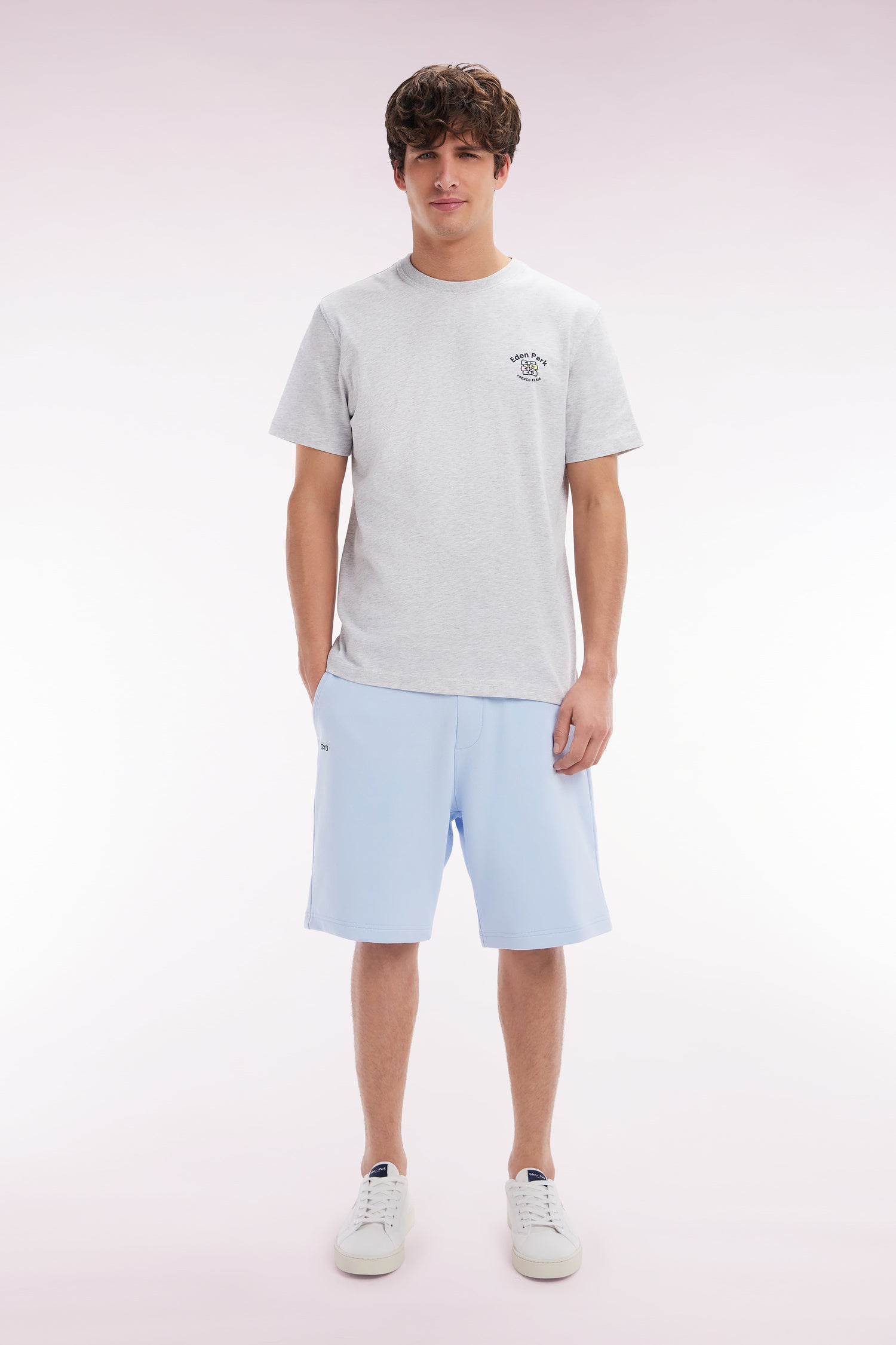 Short en molleton coton ciel coupe décontractée