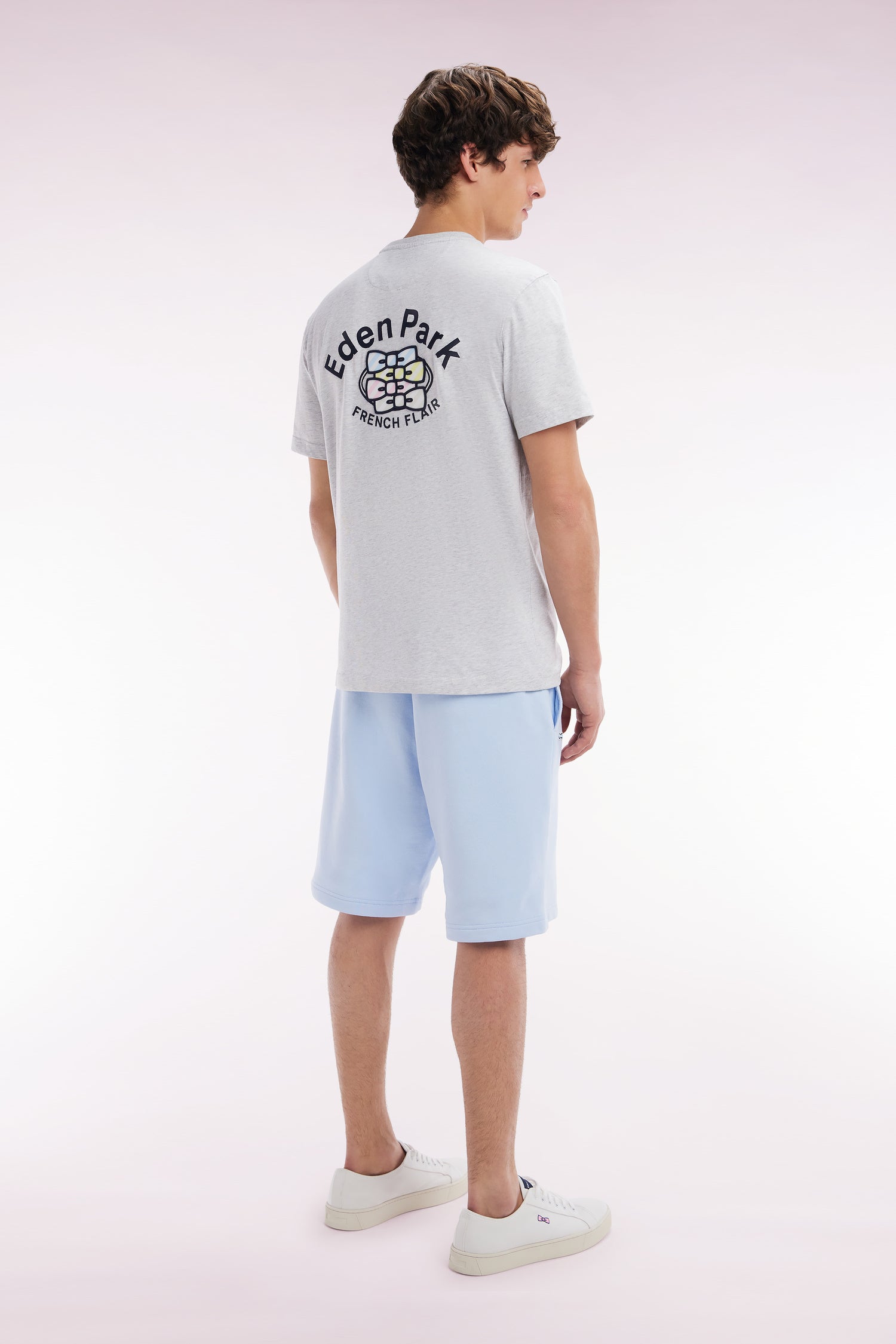 Short en molleton coton ciel coupe décontractée