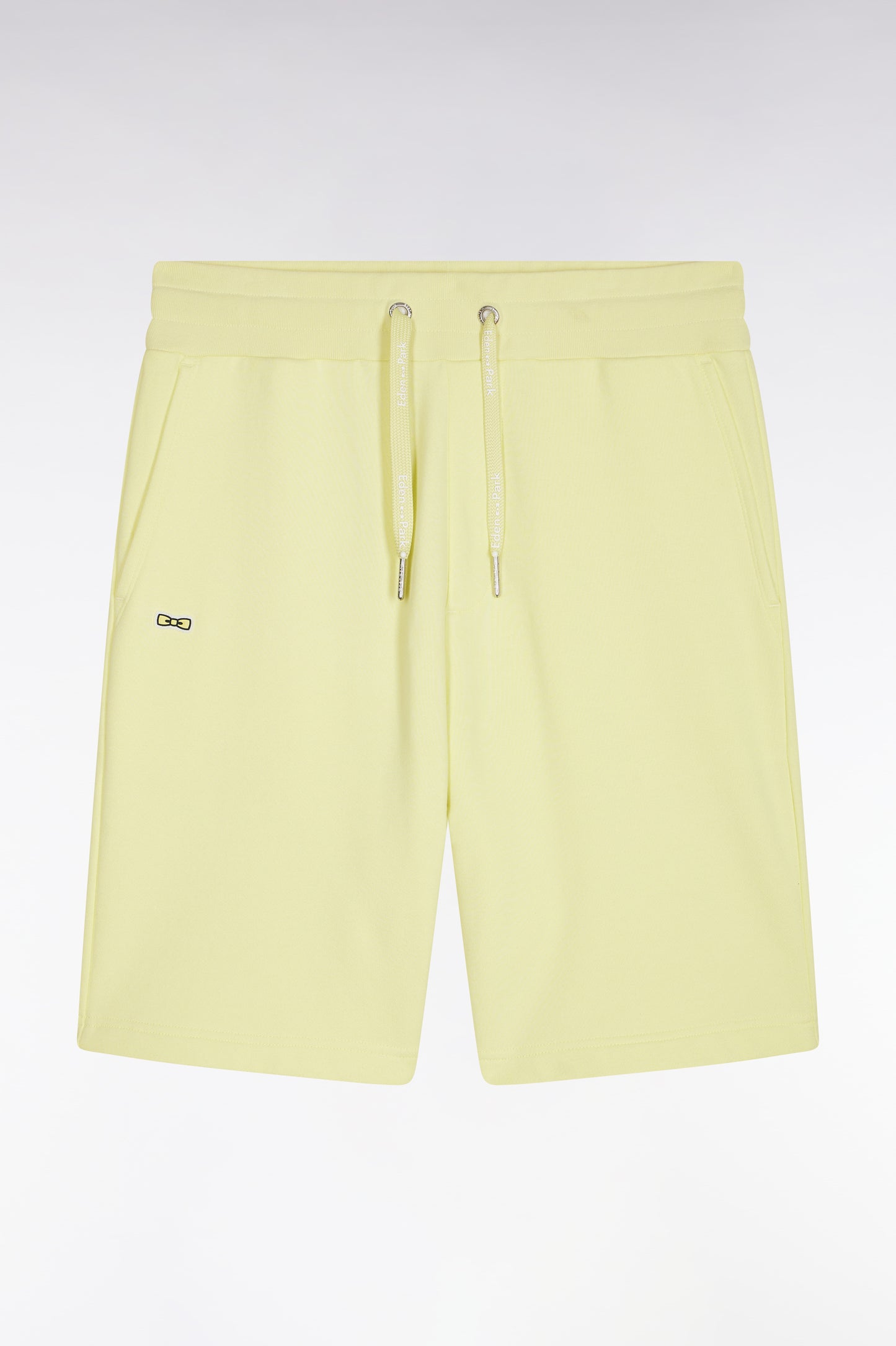 Relaxed fit yellow cotton fleece shorts