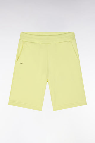 Straight-fit yellow cotton fleece shorts