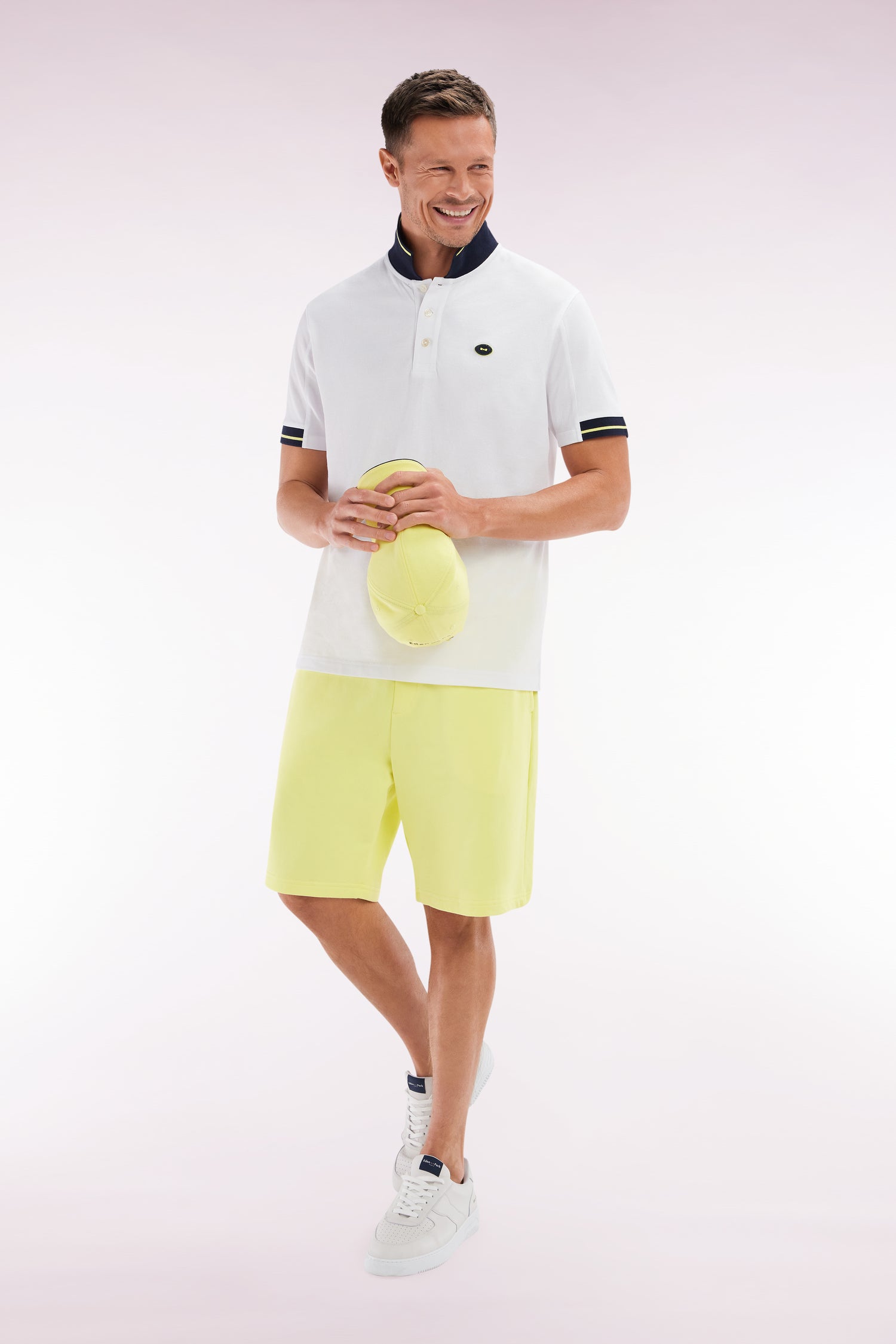 Shorts aus Sweatstoff Baumwolle gelb gerade Passform