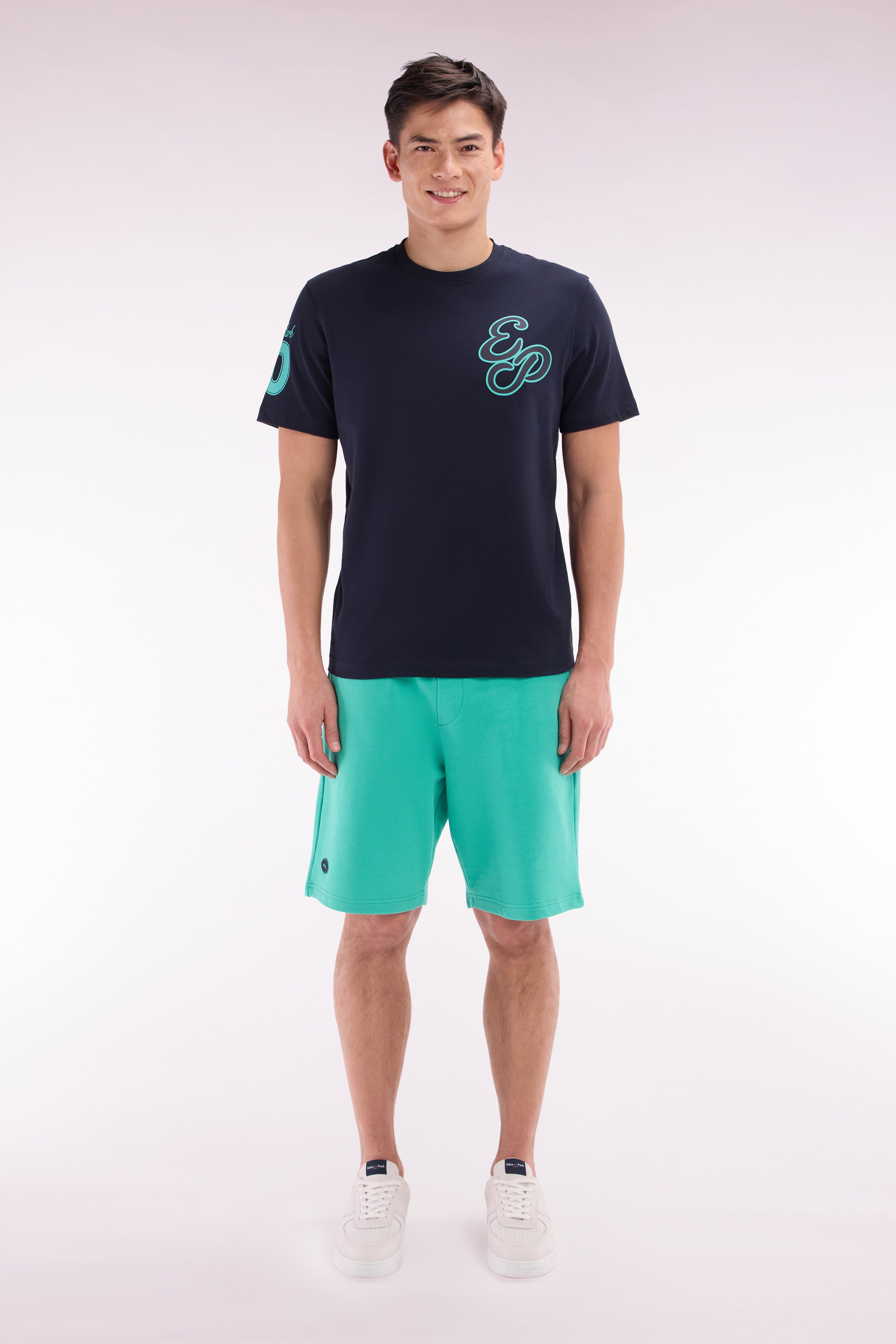 Short en molleton coton vert coupe décontractée