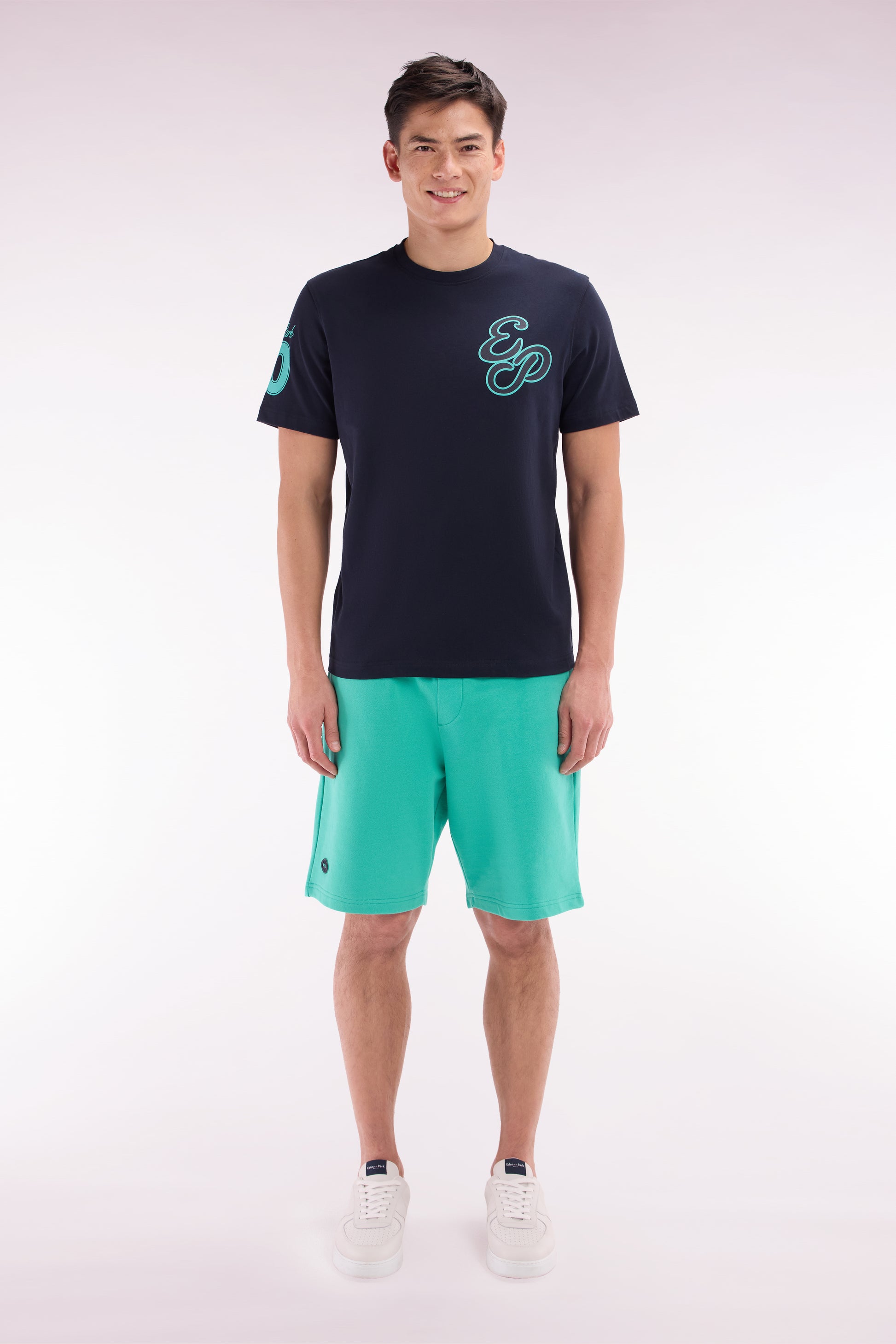 Short en molleton coton vert coupe décontractée