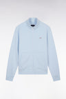 Straight-fit sky blue cotton zip-up sweatshirt