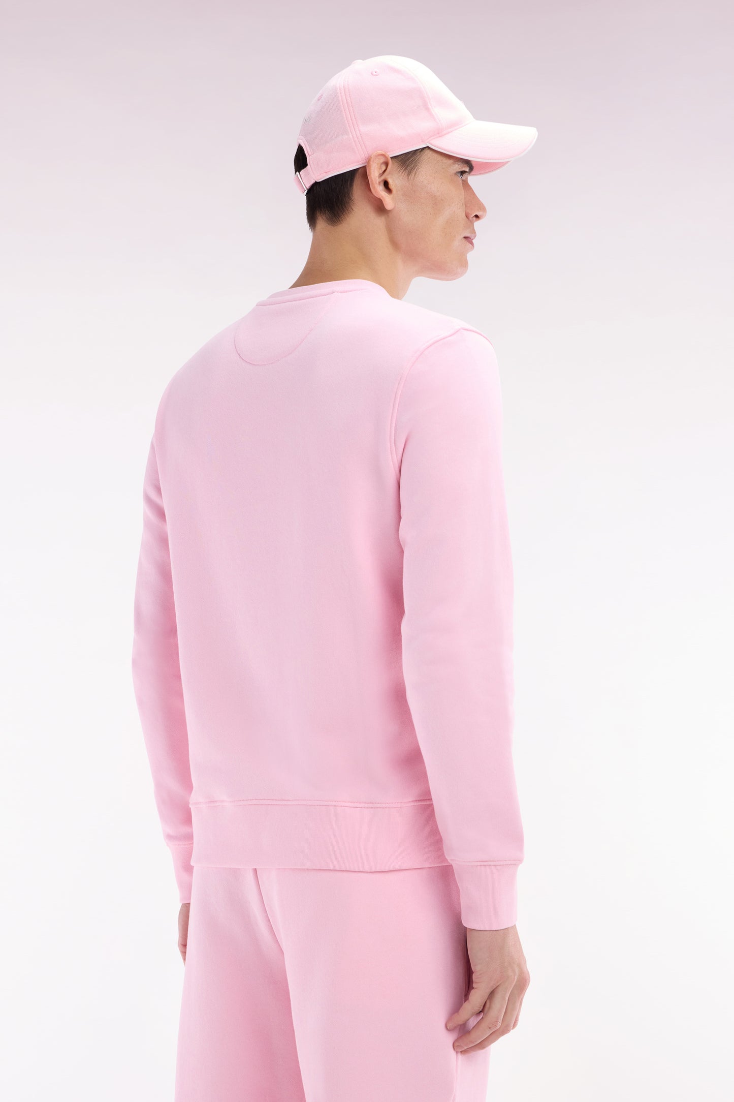 Straight-fit pink cotton fleece sweatshirt