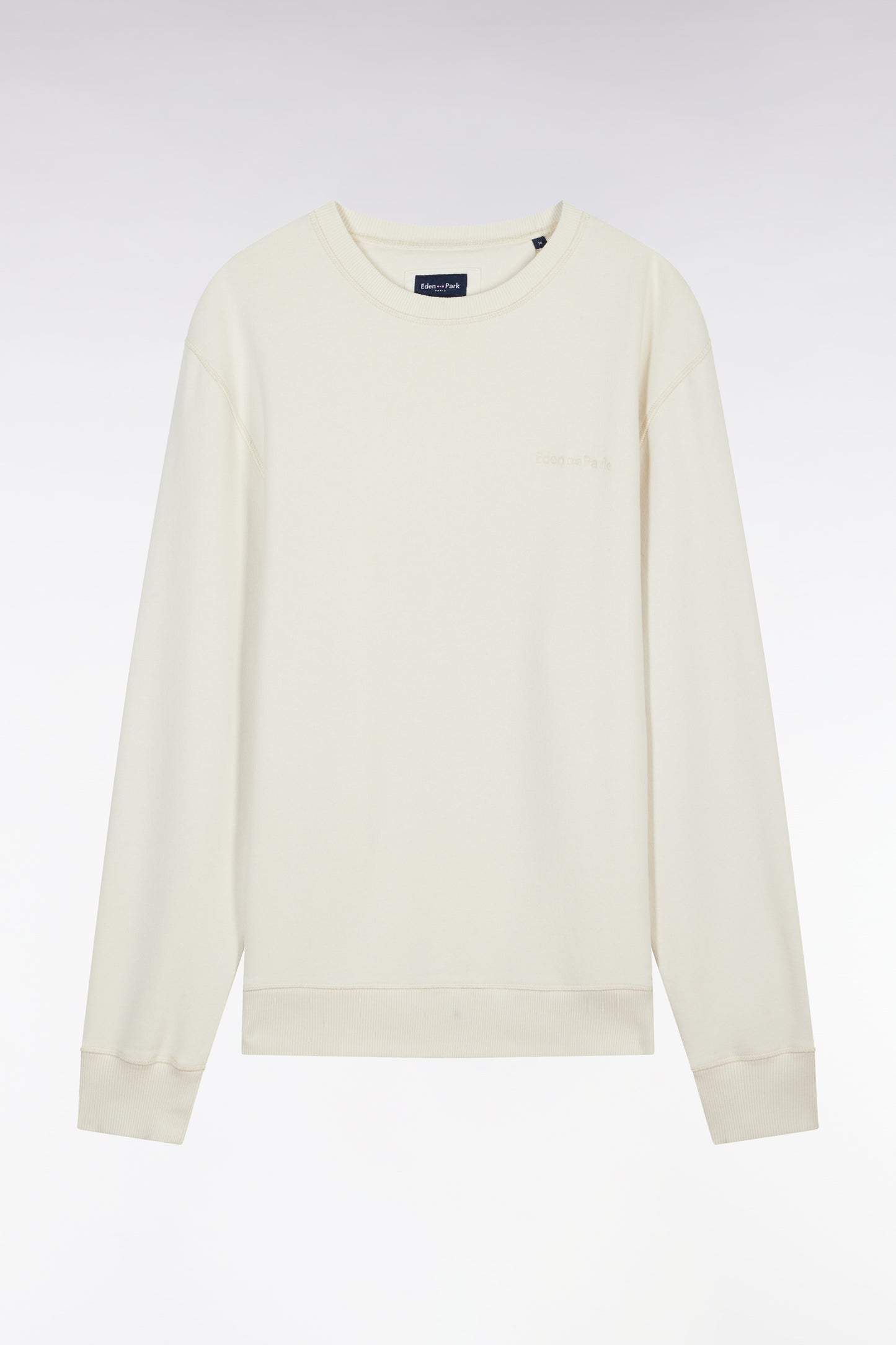 Relaxed-fit overdyed crewneck sweatshirt in beige cotton fleece